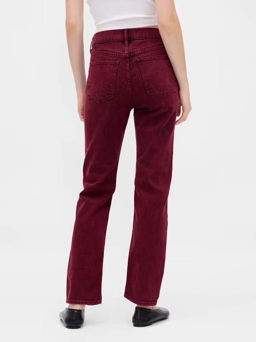 Women’s High-Rise Straight Jeans in Deep Burgundy - Picture 2 of 4